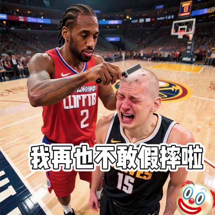 网友AI创作约基奇被小卡剃头并配文我再也不敢假摔啦